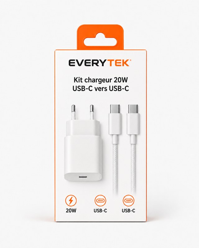 Kit chargeur 20W USB-C vers USB-C